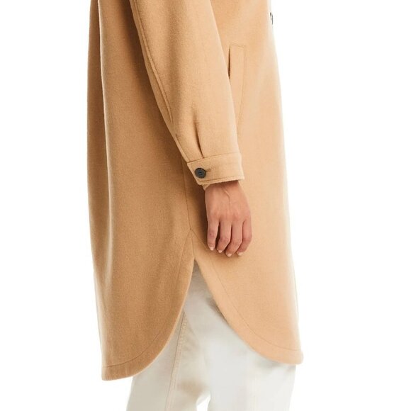 SANCTUARY Long Shacket with Removable Faux Shearling Collar Camel - Picture 3 of 6